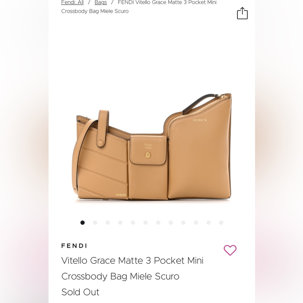 FENDI
Vitello Grace Matte 3 Pocket Mini
Crossbody Bag Miele Scuro